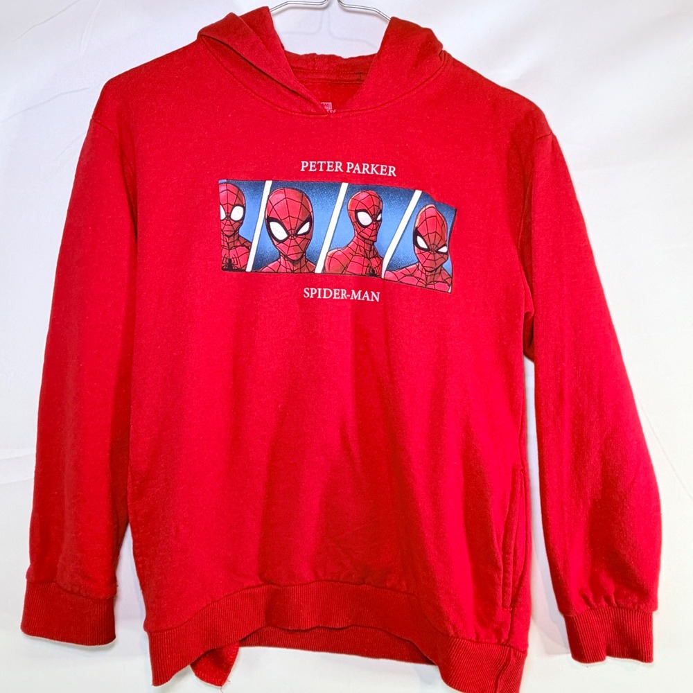 Marvel Spider-Man Peter Parker Red Graphic Hoodie Kids Size‎ 14/16 L Pullover
